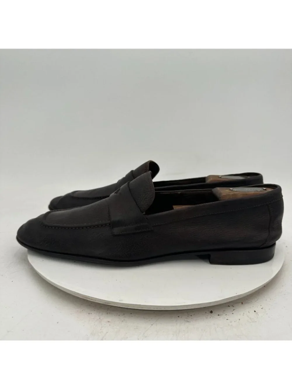 Giorgio Armani Men Size 9 Black Textured Leather Penny Loafer Dress Shoes